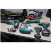 Image 1 : MAKITA CORDLESS TOOL SET - CIRCULAR SAW, RECIPROCATING SAW, VARIABLE SPEED MULTI TOOL, IMPACT GUN AN