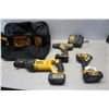 Image 1 : DEWALT CORDLESS TOOL SET - IMPACT GUN, DRILL, VARIABLE SPEED RECIPROCATING SAW, 3 BATTERIES AND CHAR