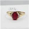 Image 1 : NEW 10KT. YELLOW GOLD 6.9MM X 4.9MM NATURAL RUBY (0.92CTS) & DIAMOND (0.03CTS) RING, RETAIL $900.00,