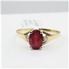 Image 2 : NEW 10KT. YELLOW GOLD 6.9MM X 4.9MM NATURAL RUBY (0.92CTS) & DIAMOND (0.03CTS) RING, RETAIL $900.00,