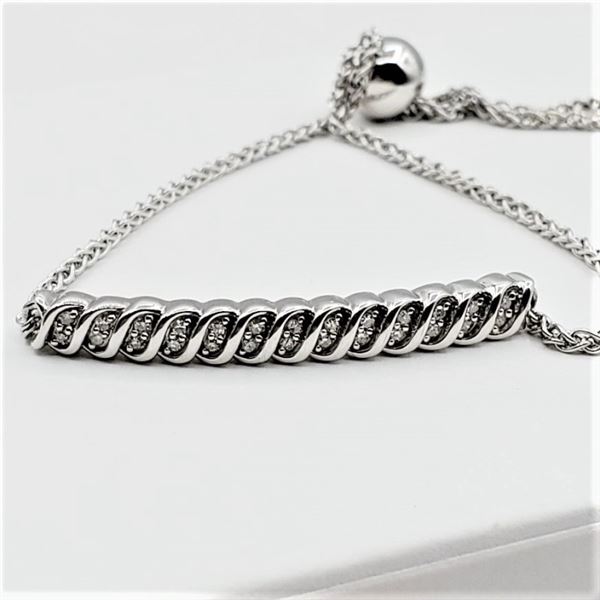 NEW STERLING SILVER DIAMOND BRACELET, 26 DIAMONDS (0.10CTS), W/A $660.00