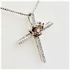 Image 3 : NEW STERLING SILVER "CROWN & CROSS" DIAMOND PENDANT WITH STERLING CHAIN, 35 DIAMONDS (0.10CTS), W/A 