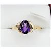 Image 1 : NEW 10KT. YELLOW GOLD 8MM X 6MM GENUINE AMETHYST (1CT) & DIAMOND (0.02CTS) RING, W/A $1110.00, SIZE 