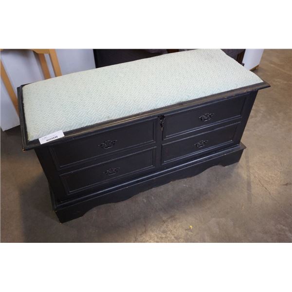 VINTAGE BLACK STORAGE BENCH