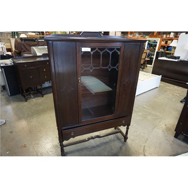 ANTIQUE WALNUT GLASS DOOR DISPLAY CABINET