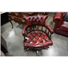 Image 1 : RED TUFTED LEATHER ROLLING OFFICE CHAIR