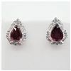 Image 1 : NEW STERLING SILVER 6.54MM X 4.98MM NATURAL RUBY (1.68CTS) & CZ EARRINGS, W/A $765.00