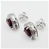 Image 3 : NEW STERLING SILVER 6.54MM X 4.98MM NATURAL RUBY (1.68CTS) & CZ EARRINGS, W/A $765.00