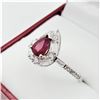 Image 2 : NEW STERLING SILVER 6.72MM X 5.14MM NATURAL RUBY (0.73CTS) & CZ RING, W/A $700.00, SIZE 7.5