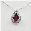 Image 1 : NEW STERLING SILVER 6.68MM X 4.95MM NATURAL RUBY (0.6CTS) & CZ PENDANT WITH STERLING CHAIN, W/A $695