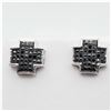 Image 2 : NEW STERLING SILVER BLACK DIAMOND CROSS EARRINGS, 20 DIAMONDS (0.10CTS), W/A $505.00