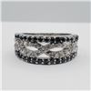 Image 1 : NEW STERLING SILVER PLATED BLACK & WHITE CZ RING, RETAIL $100.00, SIZE 7