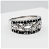 Image 2 : NEW STERLING SILVER PLATED BLACK & WHITE CZ RING, RETAIL $100.00, SIZE 7