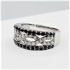 Image 3 : NEW STERLING SILVER PLATED BLACK & WHITE CZ RING, RETAIL $100.00, SIZE 7