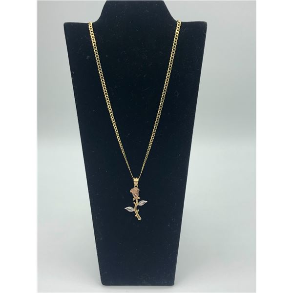 10k Gold Rose Necklace