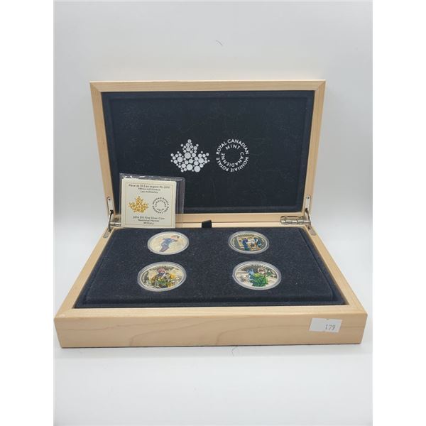 4 2016 $15 Fine Silver coins in Royal Canadian Mint Box wooden box