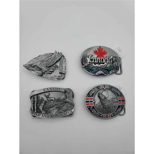 4 pewter belt buckles