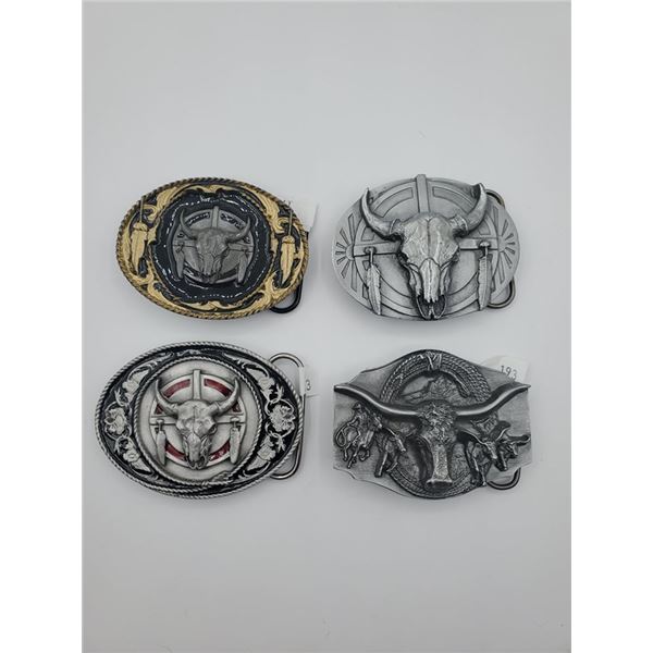 4 pewter belt buckles