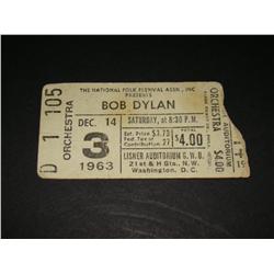 Bob Dylan 1963 Concert Ticket Stub Wash DC