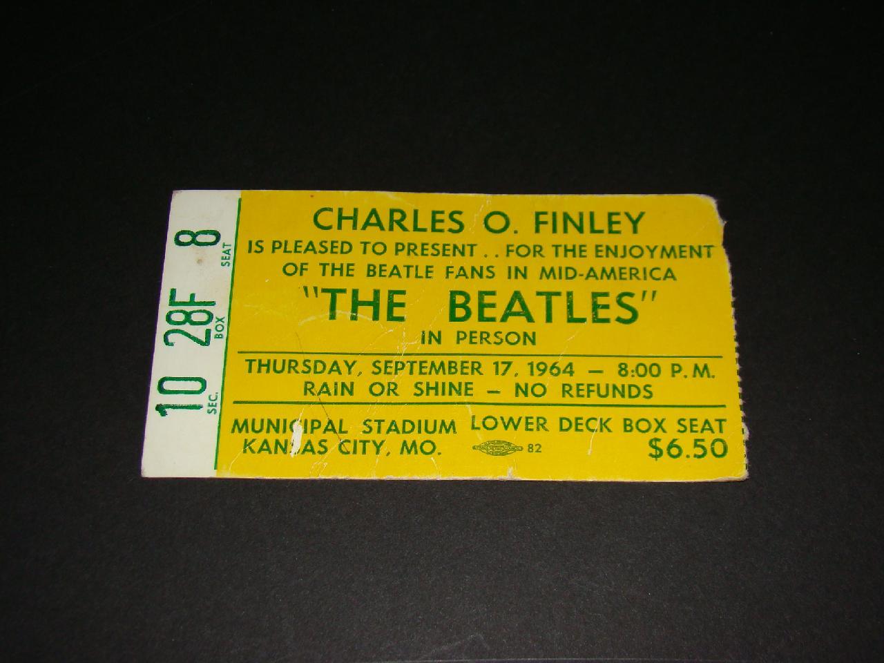 The Beatles Kansas City Concert Ticket Stub