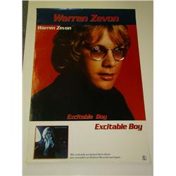 Warren Zevon 1978 Excitable Boy Promo Poster