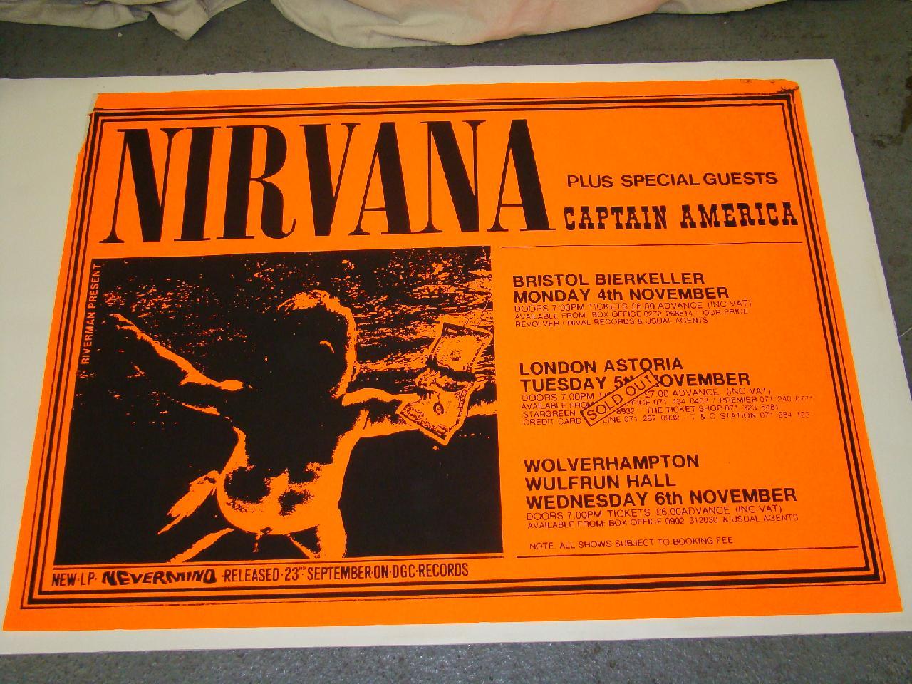 Nirvana 1991 Concert Poster UK Tour