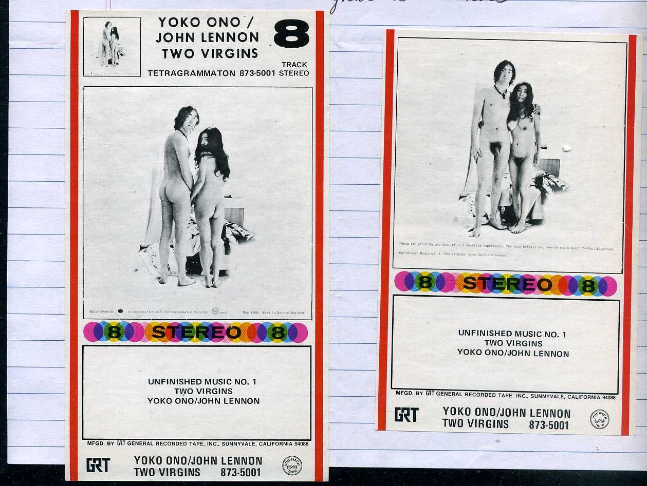 John Lennon Two Virgins 8-Track Labels