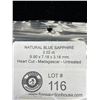 Image 3 : Natural Blue Sapphire 2.02ct 9.90 x 7.18 x 3.18mm Heart Cut Madagascar Untreated