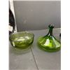 Image 2 : Mid Century Modern Glass Lidded Candy Dish and Signed Longwy France Wall Plate