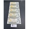 Image 1 : Lot of 5 1973 Canadian $1 Dollar Bills Uncirculated