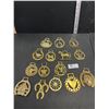 Image 1 : Lot of 15 Antique Horse Brasses, Various Designs