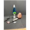 Image 1 : Himalayan Salt Lamp with Wooden Base and Lava Lamp