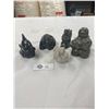 Image 1 : Great Lot of 5 Carved Stone Sculptures, Thorn Arts, Wolf Original Artistic Impression With Mt St Hel