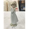 Image 1 : Vintage Rare Signed Tengra Spanish Porcelain Girl with Bird Figurine 12" Tall, Nice Detail