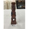 Image 1 : Vintage Maori Wood Carved Tekoteko Paua Eyes, Made in Rotorua New Zealand 11" Tall