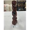 Image 2 : Vintage Maori Wood Carved Tekoteko Paua Eyes, Made in Rotorua New Zealand 11" Tall