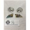 Image 2 : 2 Pairs Vintage Clip On Earrings  -Signed Butler FAC and Carved Abalone Fan Design