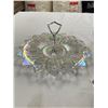 Image 2 : 1960s Vintage Federal Clear Iridescent Carnival Glass Star Flower Petals Tidbit Tray and Boda Sweden