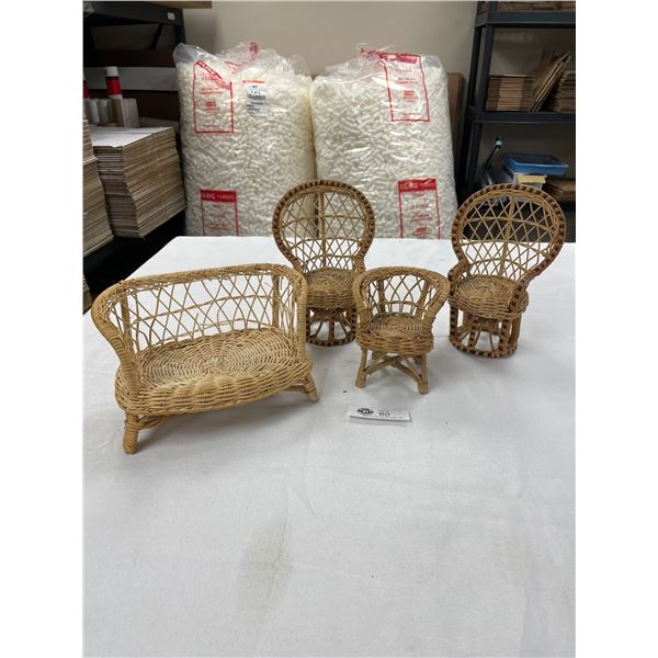 Vintage Set  of Barbie Doll Sized Wicker Rattan Furniture