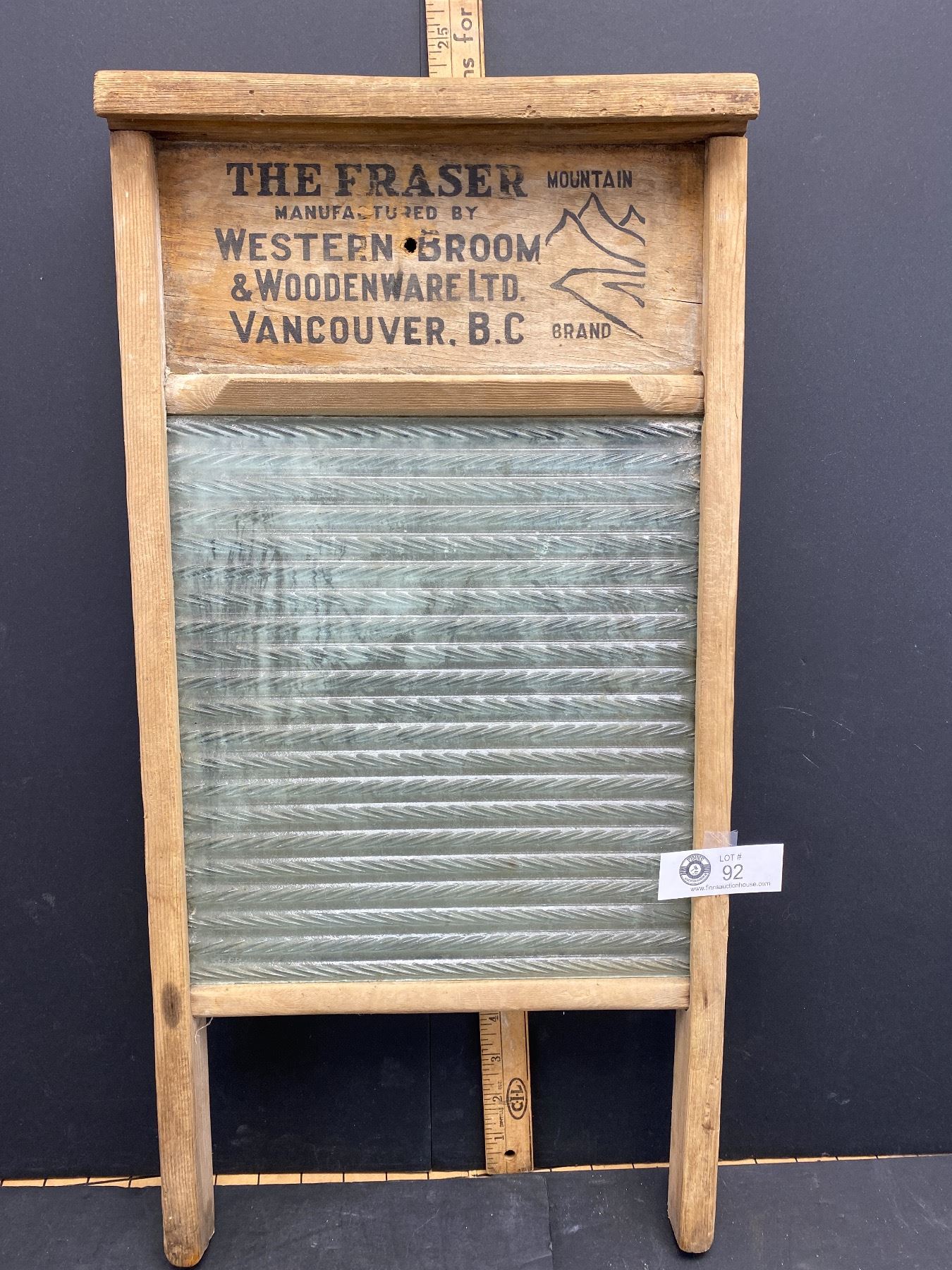 Vintage Antique Wooden and Glass Washboard "The Fraser Mountain