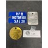 Image 1 : Lot of Vintage Gulf and RPM Motor Oil Fuel Tags