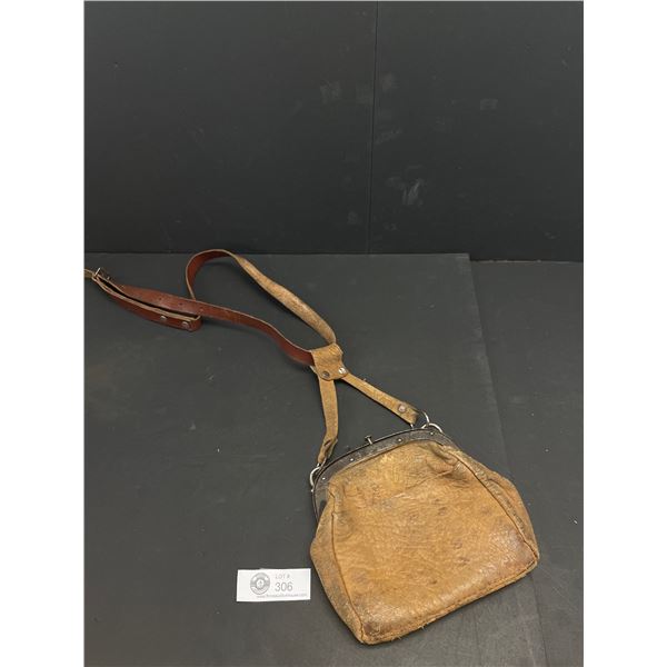 Antique Leather Bag with Added Shoulder Straps