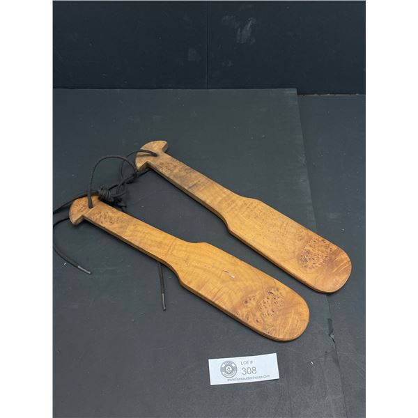 Vintage Hand Carved  First Nations Wood Paddle Décor 13"