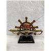 Image 2 : Pirate Collectible Lot of Treasure Chest, Skull Ships Wheel with Swords, Etc.