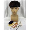 Image 1 : Vintage Collectible Lot with Ladies Made in Canada Fur Tam, Shoe Horns, Etc.