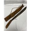 Image 1 : Antique Machete in Handmade Wooden "Boot Shaped" Sheath