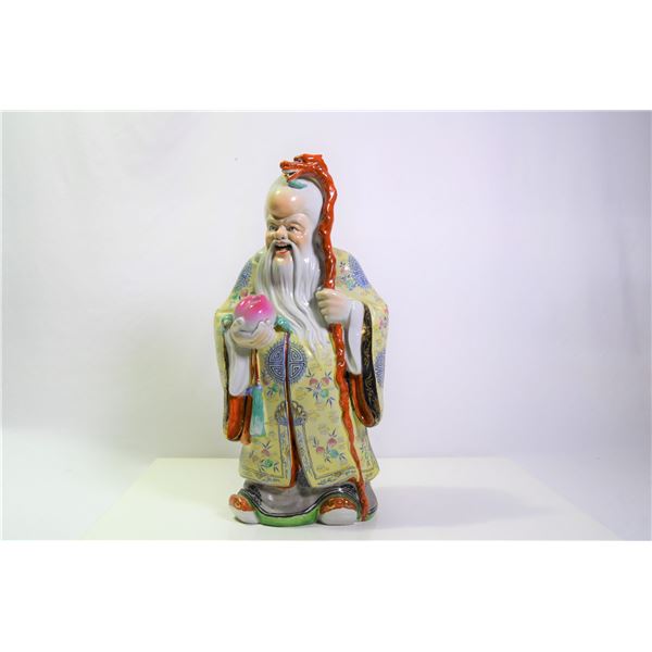 Chinese Longevity God Sculpture, hand painted