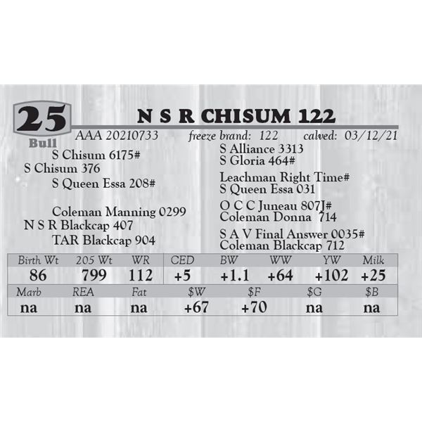 N S R CHISUM 122