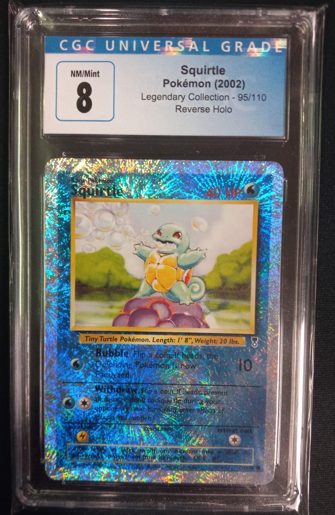 POKEMON SQUIRTLE REVERSE HOLO (2002) CGC 8