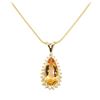 Image 1 : 6.00 ctw Imperial Topaz And Diamond Pendant & Chain - 18KT Yellow Gold